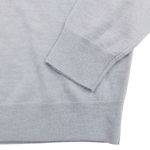 Black Brown 1826 Sweater Mens Medium Light Blue Fine Merino Wool Knit V-Neck - Picture 6 of 10